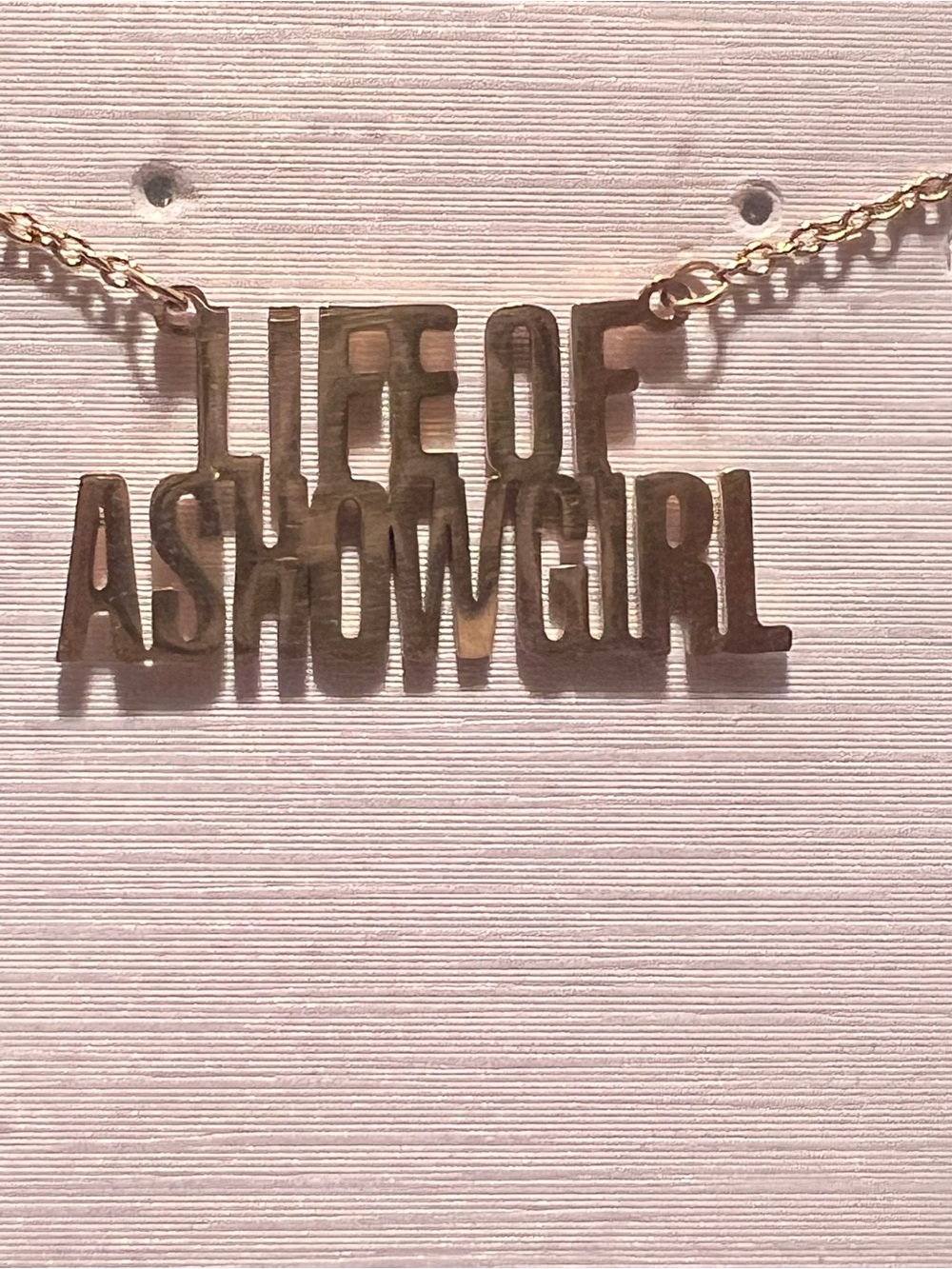 Gold Tone 'Life of a Showgirl' Script Necklace - Women Jewelry